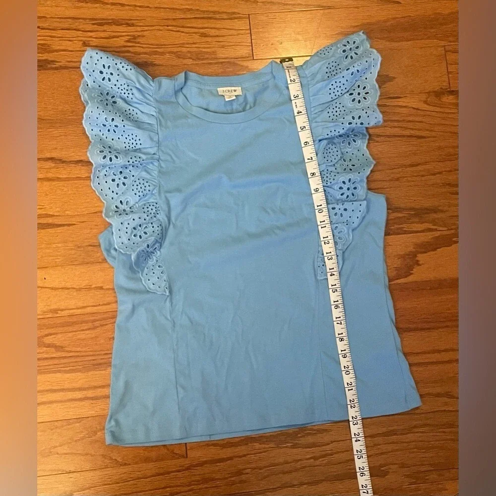 J.Crew- Baby blue Ruffled Sleeveless Blouse Size M‎
